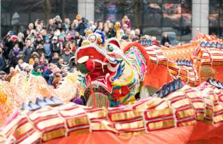 Chinese new Year dragon during dragon parade in Manchester