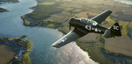 A plane flying from Goodwood Aerodrome