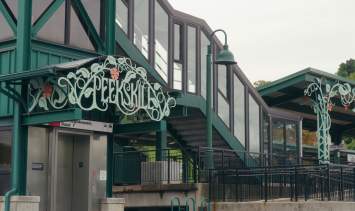 The entryway to the Peekskill Train Station for Metro-North Railroad.