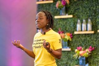 Mikaila Ulmer of Me and The Bees Lemonade speaking at Visit Austin event