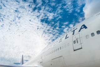 top of Delta plane with logo