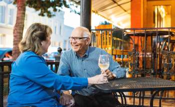 Senior Couple drinking wine at Landon's Winery