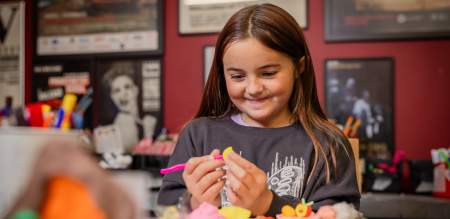 A girl doing crafts