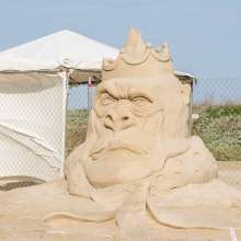 Sand sculpture of a monkey king looking haughty
