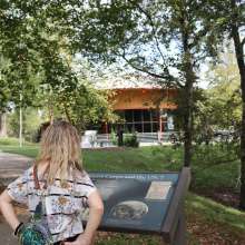 a woman reads about USCT Freedman's Camps