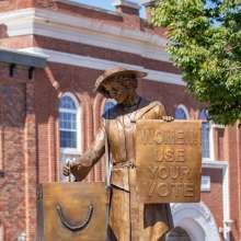 Suffragette Statue in historic downtown