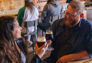 Couple enjoying beer