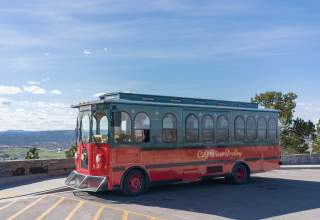 City view trolley at the scenic overlook on skyline drive in rapid city, sd