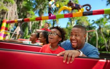 A father and son at Pirate River Quest at LEGOLAND Florida Resort
