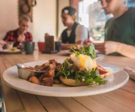 A plate of food.
