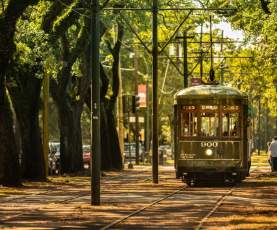 St. Charles Avenue Streetcar in Uptown New Orleans