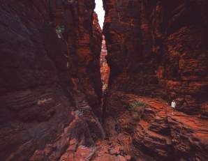 Woman walking in gorge in Karijini National Park