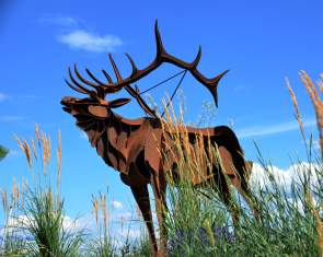 Elk Sculpture by Smoker Marchand in Westbank First Nation near Kelowna, BC