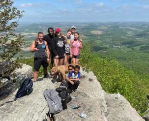 Hikers at top of Hawk Mountain