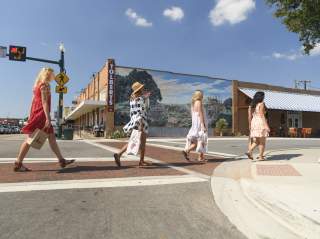 walking on Main Street in Grapevine