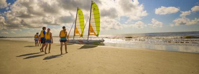 Hobie Cats on the beach on Sea Island