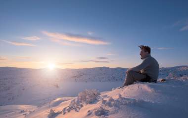 Pause på vinterfjellet med solnedgang, Setesdal