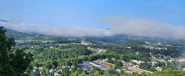 A view over oneonta from a hiking path. Blue Skies