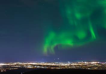 Northern lights viewing over Anchorage, Alaska
