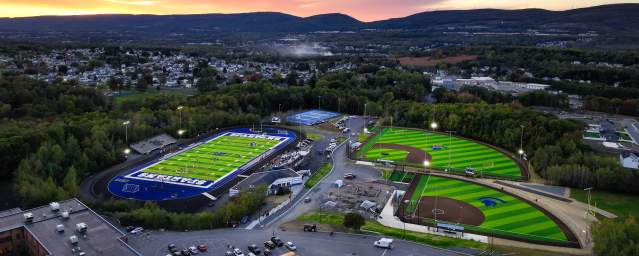 An aerial view of Mid Valley School District's athletic fields in Throop, PA.