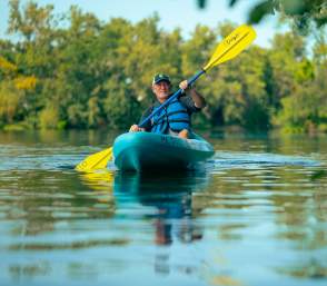 Man kayaking on Huron River