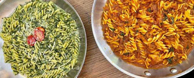 Two Italian dishes being served at Trattoria II Panino