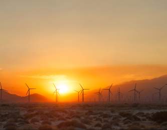 Windmills in the sunset in Greater Palm Springs