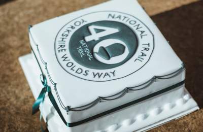 A cake to celebrate 40 years of the Yorkshire Wolds Way National Trail in East Yorkshire