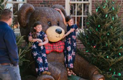 Christmas Capital of Texas kids with teddy bear