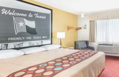 Inside view of a room at the Super 8 Hotel in Grapevine, Texas