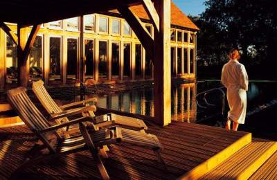 The outdoor pool at Bailiffscourt Hotel & Spa West Sussex