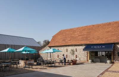 Chalk Restaurant terrace, Wiston Estate