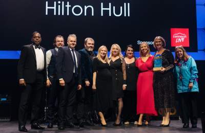 winners doubletree by hilton hull receiving their trophy