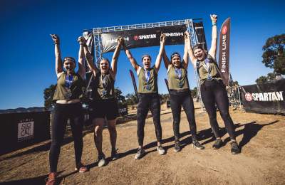 Spartan Racers Cheering at the Finish Line at Santa Margarita Ranch