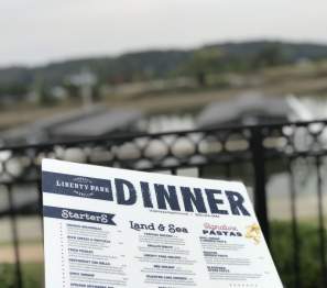 Menu overlooking marina