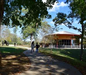 kids walking at a historic site
