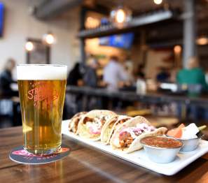 food and beer at a pub