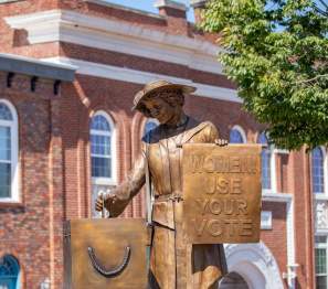 Suffragette Statue in historic downtown