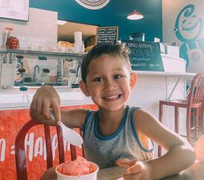 Boy eating ice cream