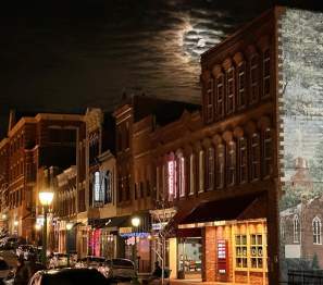 downtown streetscape at night