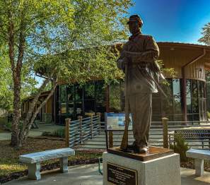 statue in front of visitor center