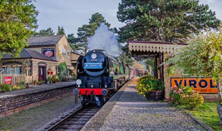 A steam train at Gloucestershire Warwickshire Steam Railway, photographed by Jack Boskett.