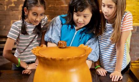Children having fun at St Mary's guildhall