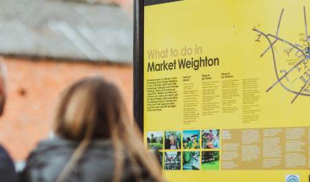 Couple looking at Market Weighton town map