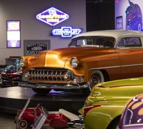 Cars inside the The Garage Automotive Museum in Salina, Kansas