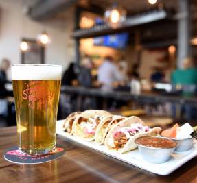 food and beer at a pub