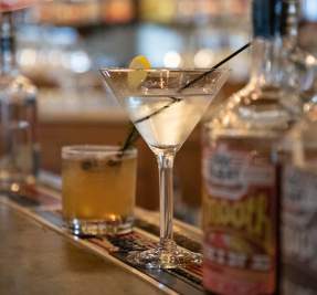 moonshine bottles and cocktails