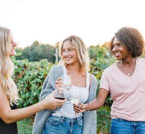 Ladies enjoy a drink at Beachaven Winery