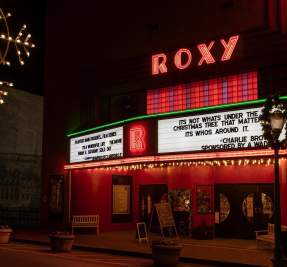 theatre with lit marquee