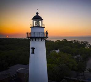 St. Simons Island lighthouse at sunset